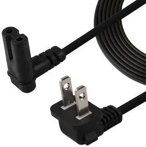 TV Power Cord,12FT/3.65Meter Dual Angled (L-Type Angle) IEC 320 C7 to Nema 1-15P AC Power Cord, NISPT-2 18AWG 2-Slot 90 Degree Nema 1-15P to IEC C7 (Figure 8) Right Angle AC Power Cable TV Power Cord,12FT/3.65Meter Dual Angled (L-Type Angle) IEC 320 C7 to Nema 1-15P AC Power Cord, NISPT-2 18AWG 2-Slot 90 Degree Nema 1-15P to IEC C7 (Figure 8) Right Angle AC Power Cable