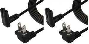 TV Power Cord,6FT/1.8Meter Dual Angled (L-Type Angle) IEC 320 C7 to Nema 1-15P AC Power Cord, NISPT-2 18AWG 2-Slot 90 Degree Nema 1-15P to IEC C7 (Figure 8) Right Angle AC Power Cable (Pack of 2) TV Power Cord,6FT/1.8Meter Dual Angled (L-Type Angle) IEC 320 C7 to Nema 1-15P AC Power Cord, NISPT-2 18AWG 2-Slot 90 Degree Nema 1-15P to IEC C7 (Figure 8) Right Angle AC Power Cable (Pack of 2)