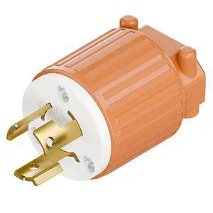 NEMA L6-15P Twist Lock Male Plug, ETL/cETL Listed 15A 250V Rewireable Generator Connector, UL94-V0 Nylon Brass, Fits 12/14/16AWG SJT/SVT Cord, Orange Industrial Plug NEMA L6-15P Twist Lock Male Plug, ETL/cETL Listed 15A 250V Rewireable Generator Connector, UL94-V0 Nylon Brass, Fits 12/14/16AWG SJT/SVT Cord, Orange Industrial Plug