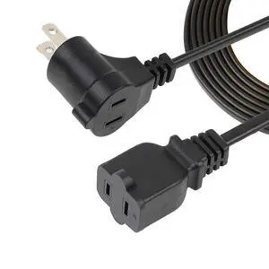 6FT/1.8M Angled Polarized USA Canada 2 Prong Piggyback Power Extension Cord/Cable, Polarized 2 Outlet Piggyback Extension Cord 18AWG-UL Listed 6FT/1.8M Angled Polarized USA Canada 2 Prong Piggyback Power Extension Cord/Cable, Polarized 2 Outlet Piggyback Extension Cord 18AWG-UL Listed