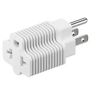 Nema 15 Amp to 20 Amp Plug Adapter Listed NEMA 5-15P to 5-15/20R +6-15/20R (Comb 20Amp T Blade) 15 Amp Household Plug to 20 Amp T-Blade AC Power Adapter White Nema 15 Amp to 20 Amp Plug Adapter Listed NEMA 5-15P to 5-15/20R +6-15/20R (Comb 20Amp T Blade) 15 Amp Household Plug to 20 Amp T-Blade AC Power Adapter White