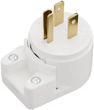 NEMA 5-15P Right Angle Male Plug, ETL Listed 15A 125V 360° Rotatable Rewireable Connector, UL94-V0 Fire-Resistant Nylon & Copper, Fits 12~18AWG SJT/SVT Cord, White Industrial Plug NEMA 5-15P Right Angle Male Plug, ETL Listed 15A 125V 360° Rotatable Rewireable Connector, UL94-V0 Fire-Resistant Nylon & Copper, Fits 12~18AWG SJT/SVT Cord, White Industrial Plug