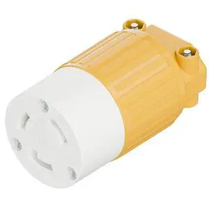 Nema L5-30R 30 Amp 125 Volt Connector, L5-30 Locking Power Cord Connector 2P 3W, Locking Plug, Industrial Grade DIY Twist-Lock Cord Connector, Yellow Color Nema L5-30R 30 Amp 125 Volt Connector, L5-30 Locking Power Cord Connector 2P 3W, Locking Plug, Industrial Grade DIY Twist-Lock Cord Connector, Yellow Color
