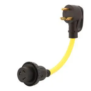 Nema TT-30P to L5-30R Adapter Cord, 30Amp Trailer Male to 30Amp Generator Female Adapter Cord, Trailer to Generator Adapter, STW 10AWG Length= 1Foot AC0054 Nema TT-30P to L5-30R Adapter Cord, 30Amp Trailer Male to 30Amp Generator Female Adapter Cord, Trailer to Generator Adapter, STW 10AWG Length= 1Foot AC0054