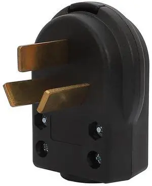 Nema 10-50P Plug, 50 Amp, 125/250 Volt, 3 Pole 3 Wire Grounding, Straight Blade, Dryer and Ranges, Black, Compliance with ROHS REACH Nema 10-50P Plug, 50 Amp, 125/250 Volt, 3 Pole 3 Wire Grounding, Straight Blade, Dryer and Ranges, Black, Compliance with ROHS REACH