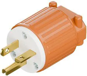 Nema 5-20P 20Amp 125Volt Plug, ETL Listed Heavy Duty Rewireable 20A/125Volt USA Canada 3-Prong Male Straight Blade Connector, 20Amp AC Industrial Grade Cord End Plug, Orange Color Nema 5-20P 20Amp 125Volt Plug, ETL Listed Heavy Duty Rewireable 20A/125Volt USA Canada 3-Prong Male Straight Blade Connector, 20Amp AC Industrial Grade Cord End Plug, Orange Color