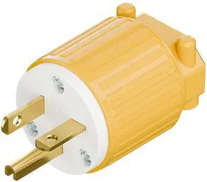 Nema 5-20P 20Amp 125Volt Plug, ETL Listed Heavy Duty Rewireable 20A/125Volt USA Canada 3-Prong Male Straight Blade Connector, 20Amp AC Industrial Grade Cord End Plug, Yellow Color Nema 5-20P 20Amp 125Volt Plug, ETL Listed Heavy Duty Rewireable 20A/125Volt USA Canada 3-Prong Male Straight Blade Connector, 20Amp AC Industrial Grade Cord End Plug, Yellow Color