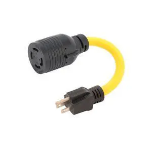 Nema 5-15P to L14-30R Power Adapter Cord, Household 15Amp to Generator Lock in 30Amp Adapter Cord, STW 12AWG Length= 1Foot Nema 5-15P to L14-30R Power Adapter Cord, Household 15Amp to Generator Lock in 30Amp Adapter Cord, STW 12AWG Length= 1Foot