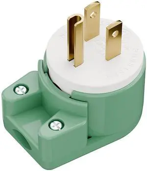 NEMA 5-15P Right Angle Male Plug, ETL Listed 15A 125V 360° Rotatable Rewireable Connector, UL94-V0 Fire-Resistant Nylon & Copper, Fits 12~18AWG SJT/SVT Cord, Green Industrial Plug NEMA 5-15P Right Angle Male Plug, ETL Listed 15A 125V 360° Rotatable Rewireable Connector, UL94-V0 Fire-Resistant Nylon & Copper, Fits 12~18AWG SJT/SVT Cord, Green Industrial Plug