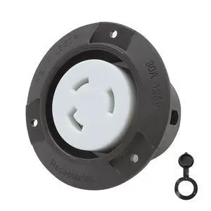 Nema L5-30R Flanged Outlet with Waterproof Cover, 30AMP 125/250V Female Power Inlet, ETL Verified, Black Nema L5-30R Flanged Outlet with Waterproof Cover, 30AMP 125/250V Female Power Inlet, ETL Verified, Black