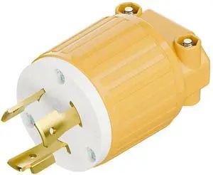 NEMA L7-20P Locking Plug, (ETL Listed) Cord End Connector, Twist Lock L7-20 20Amp 277Volt Male AC Connector, Industrial Grade 20A 277V Replacement Plugs PDL720P Yellow Color NEMA L7-20P Locking Plug, (ETL Listed) Cord End Connector, Twist Lock L7-20 20Amp 277Volt Male AC Connector, Industrial Grade 20A 277V Replacement Plugs PDL720P Yellow Color