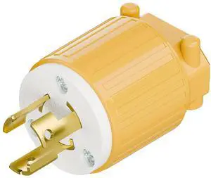 NEMA L7-15P Twist Lock Male Plug, ETL Listed 15A 277V Rewireable Cord End Connector, UL94-V0 Fire-Resistant Nylon & Solid Copper, Fits 10~18AWG SJT/SVT Cord, Yellow Industrial Plug NEMA L7-15P Twist Lock Male Plug, ETL Listed 15A 277V Rewireable Cord End Connector, UL94-V0 Fire-Resistant Nylon & Solid Copper, Fits 10~18AWG SJT/SVT Cord, Yellow Industrial Plug