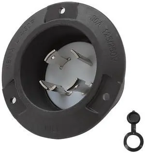 Nema L14-30P Flanged Inlet with Waterproof Cover, 14-30P Lock in 3 Pole 4 Wire 30AMP 125/250V Male Plug,ETL Verified Nema L14-30P Inlet Black Color Nema L14-30P Flanged Inlet with Waterproof Cover, 14-30P Lock in 3 Pole 4 Wire 30AMP 125/250V Male Plug,ETL Verified Nema L14-30P Inlet Black Color