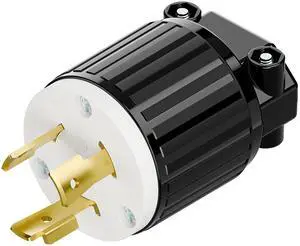 NEMA L7-20P Locking Plug, (ETL Listed) Cord End Connector, Twist Lock L7-20 20Amp 277Volt Male AC Connector, Industrial Grade 20A 277V Replacement Plugs PDL720P Black and White Color NEMA L7-20P Locking Plug, (ETL Listed) Cord End Connector, Twist Lock L7-20 20Amp 277Volt Male AC Connector, Industrial Grade 20A 277V Replacement Plugs PDL720P Black and White Color