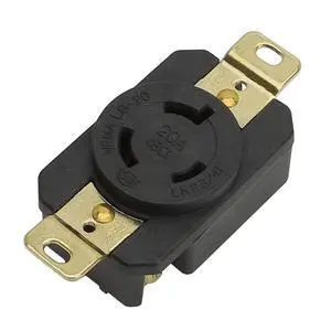 Nema L8-20R 20A 480V 2 Pole 3 Wire Industrial Grade Locking Female Receptacle Connector, Industrial Twist Lock L8-20 20-Amp Generator Receptacle. LK-2324F Black Nema L8-20R 20A 480V 2 Pole 3 Wire Industrial Grade Locking Female Receptacle Connector, Industrial Twist Lock L8-20 20-Amp Generator Receptacle. LK-2324F Black