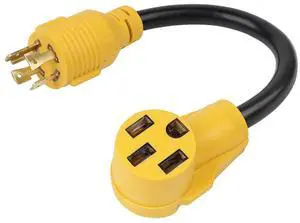 1.5FT Nema L14-30P to 14-50R 4-Prong Locking Male Plug to Amp Dyrer Female Adapter Cord, Heavy Duty 4-Prong Generator Plug to 4-Prong Female 50A Dryer Cable 1.5FT Nema L14-30P to 14-50R 4-Prong Locking Male Plug to Amp Dyrer Female Adapter Cord, Heavy Duty 4-Prong Generator Plug to 4-Prong Female 50A Dryer Cable