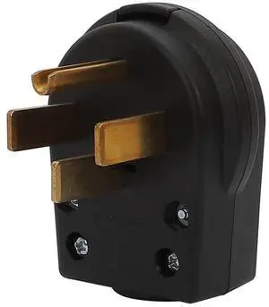Nema 14-50P 50 Amp 125/250 Volt Angle Plug, 3 Pole 3 Wire Grounding Straight Blade for Dryer and Ranges, Works with Cable OD Max. 1.0 Inch Nema 14-50P 50 Amp 125/250 Volt Angle Plug, 3 Pole 3 Wire Grounding Straight Blade for Dryer and Ranges, Works with Cable OD Max. 1.0 Inch