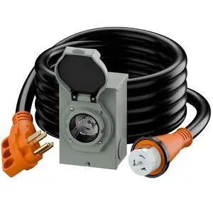 Nema SS 2-50P Waterproof RV 50Amp Power Inlet Box and SS 2-50P Extension Cable 15FT AC0069 Nema SS 2-50P Waterproof RV 50Amp Power Inlet Box and SS 2-50P Extension Cable 15FT AC0069
