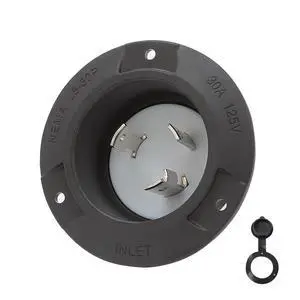 Nema L5-30P Flanged Intlet with Waterproof Cover, L5-30P Lock in 30AMP 125/250V Male Power Inlet, 30AMP Generator Inlet ETL Verified Nema L5-30 Power Inlet Black Color Nema L5-30P Flanged Intlet with Waterproof Cover, L5-30P Lock in 30AMP 125/250V Male Power Inlet, 30AMP Generator Inlet ETL Verified Nema L5-30 Power Inlet Black Color