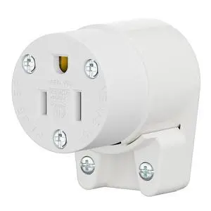 360° Rotatable NEMA 5-15R Rewireable Female Receptacle, ETL Listed 15A 125V Right Angle Cord End Socket, 3-Prong DIY Replacement AC Connector for 12/14/16AWG Power Cord, White 360° Rotatable NEMA 5-15R Rewireable Female Receptacle, ETL Listed 15A 125V Right Angle Cord End Socket, 3-Prong DIY Replacement AC Connector for 12/14/16AWG Power Cord, White