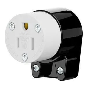 360° Rotatable NEMA 5-15R Rewireable Female Receptacle, ETL Listed 15A 125V Right Angle Cord End Socket, 3-Prong DIY Replacement AC Connector for 12/14/16AWG Power Cord, Black & White 360° Rotatable NEMA 5-15R Rewireable Female Receptacle, ETL Listed 15A 125V Right Angle Cord End Socket, 3-Prong DIY Replacement AC Connector for 12/14/16AWG Power Cord, Black & White