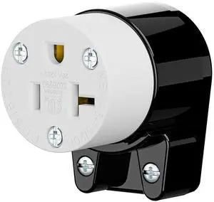 Right Angled NEMA 5-20R Female Socket,20Amp/125Volt, NEMA 5-15R 15A/125V ETL Listed Heavy Duty 3-Prong Female Straight Blade Connector, 15/20Amp AC Industrial Grade Cord End Socket, Black/White Color Right Angled NEMA 5-20R Female Socket,20Amp/125Volt, NEMA 5-15R 15A/125V ETL Listed Heavy Duty 3-Prong Female Straight Blade Connector, 15/20Amp AC Industrial Grade Cord End Socket, Black/White Color