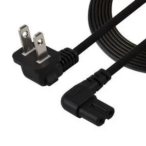 TV Power Cord,12FT/3.65Meter Double Angled (L-Type Angle) IEC 320 C7 to Nema 1-15P AC Power Cord, NISPT-2 18AWG 2-Slot 90 Degree Nema 1-15P to IEC C7 (Figure 8) Right Angle AC Power Cable TV Power Cord,12FT/3.65Meter Double Angled (L-Type Angle) IEC 320 C7 to Nema 1-15P AC Power Cord, NISPT-2 18AWG 2-Slot 90 Degree Nema 1-15P to IEC C7 (Figure 8) Right Angle AC Power Cable
