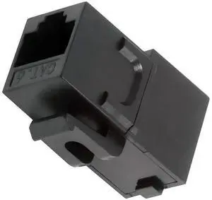 90 Degree Up Angled CAT6 Keystone Coupler RJ45 Female to Female Inline Coupler in Black 90 Degree Up Angled CAT6 Keystone Coupler RJ45 Female to Female Inline Coupler in Black