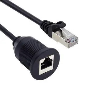1m Waterproof Dustproof Screw Locking CAT6 RJ45 Male to Female LAN Ethernet Network Extension Cable Car Panel Mount Design 1m Waterproof Dustproof Screw Locking CAT6 RJ45 Male to Female LAN Ethernet Network Extension Cable Car Panel Mount Design