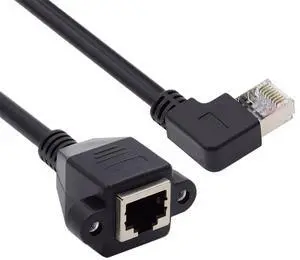 90 Degree Left Angled 8P8C FTP STP UTP Cat6 Male to Female LAN Ethernet Network Extension Cable with Panel Mount Holes 90 Degree Left Angled 8P8C FTP STP UTP Cat6 Male to Female LAN Ethernet Network Extension Cable with Panel Mount Holes