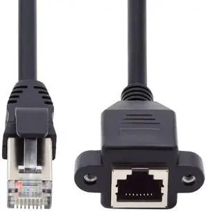 8P8C FTP STP UTP Cat6 Male to Female 90 Degree LAN Ethernet Network Extension Cable with Panel Mount Holes (Straight) 8P8C FTP STP UTP Cat6 Male to Female 90 Degree LAN Ethernet Network Extension Cable with Panel Mount Holes (Straight)