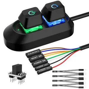 PC Power Button, Desktop Switch Splitter ON Off Reset SW HDD LED PC External Power Supply Button for Computer Motherboard PC Power Button, Desktop Switch Splitter ON Off Reset SW HDD LED PC External Power Supply Button for Computer Motherboard