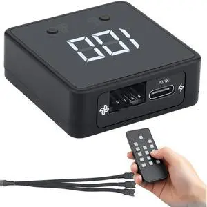 Remote 4 Pin 12V PC PWM USB Fan Controller with 4 Pin 3-Way Splitter | Digital Speed Adjustment Display, Powered by 12V USB C Type-C PD QC, Max Total Output 60W Remote 4 Pin 12V PC PWM USB Fan Controller with 4 Pin 3-Way Splitter | Digital Speed Adjustment Display, Powered by 12V USB C Type-C PD QC, Max Total Output 60W