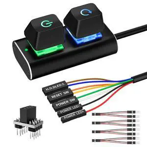 PC Power Button, External Desktop Computer Power Switch Splitter ON Off Reset SW HDD LED PC External Power Supply Button for Motherboard (Aluminum) PC Power Button, External Desktop Computer Power Switch Splitter ON Off Reset SW HDD LED PC External Power Supply Button for Motherboard (Aluminum)