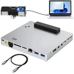 PCIE 3.0 x16 24Gbps Thunderbolt eGPU Dock, Cable Compatible with External GPU NVIDIA AMD Graphics Card for Windows Laptop Gaming Console Featuring Thunderbolt 3/4 USB 4, Powered by PD/DC/ATX PCIE 3.0 x16 24Gbps Thunderbolt eGPU Dock, Cable Compatible with External GPU NVIDIA AMD Graphics Card for Windows Laptop Gaming Console Featuring Thunderbolt 3/4 USB 4, Powered by PD/DC/ATX