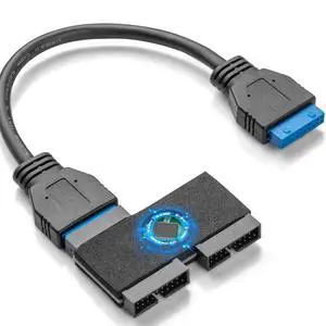Upgraded USB 3.0 Header Splitter, Motherboard USB 3.0 Splitter, Motherboard 19Pin 20 Pin Header 1 to 2 HUB Extension Cable with Chip, Stable and Reliable Upgraded USB 3.0 Header Splitter, Motherboard USB 3.0 Splitter, Motherboard 19Pin 20 Pin Header 1 to 2 HUB Extension Cable with Chip, Stable and Reliable