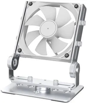 Aluminum Multi-Purpose Desk Fan Stand Mount for 12cm Computer Fans (Silver) | Multi-Angle Adjustment, for 120mm 140mm 180mm PC Fan Aluminum Multi-Purpose Desk Fan Stand Mount for 12cm Computer Fans (Silver) | Multi-Angle Adjustment, for 120mm 140mm 180mm PC Fan