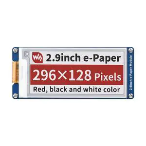2.9 Inch E-Paper Display Module (B), 296×128 SPI E-Ink Screen, Red/Black/White, Low Power, No Backlight, for Raspberry Pi, Arduino, Jetson Nano, 3.3V/5V MCU Compatible 2.9 Inch E-Paper Display Module (B), 296×128 SPI E-Ink Screen, Red/Black/White, Low Power, No Backlight, for Raspberry Pi, Arduino, Jetson Nano, 3.3V/5V MCU Compatible