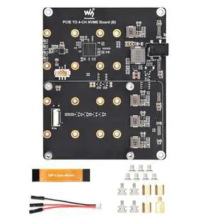 PCIe to 4-Ch NVMe M.2 Adapter Board for Raspberry Pi 5 | 4-Ch SSD Expansion | Boot Support | 7V-24V Power Input | LED Indicators PCIe to 4-Ch NVMe M.2 Adapter Board for Raspberry Pi 5 | 4-Ch SSD Expansion | Boot Support | 7V-24V Power Input | LED Indicators