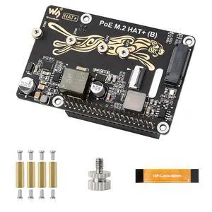 PCIe to M.2 Adapter with PoE Function (B) for Raspberry Pi 5, Supports NVMe M.2 SSD (2230/2242/2260/2280), High-Speed Reading/Writing, IEEE 802.3af/at PoE HAT with Dual LED Indicators PCIe to M.2 Adapter with PoE Function (B) for Raspberry Pi 5, Supports NVMe M.2 SSD (2230/2242/2260/2280), High-Speed Reading/Writing, IEEE 802.3af/at PoE HAT with Dual LED Indicators
