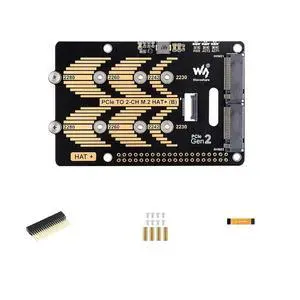 PCIe to 2-Ch M.2 Adapter Module Type B for Raspberry Pi 5 Fits 2280/2260 / 2242/2230 Size NVMe Protocol M.2 SSD High-Speed Reading/Writing for Raspberry Pi 5 NVMe HAT 5Gbps Data Rate PCIe to 2-Ch M.2 Adapter Module Type B for Raspberry Pi 5 Fits 2280/2260 / 2242/2230 Size NVMe Protocol M.2 SSD High-Speed Reading/Writing for Raspberry Pi 5 NVMe HAT 5Gbps Data Rate