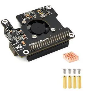 PoE Expansion Board for RDK X5, 802.3af/at Power Over Ethernet Module with Cooling Fan & Metal Heatsink, 5V/12V Output, Stackable GPIO Header, Compatible with D-Robotics RDK X5 PoE Expansion Board for RDK X5, 802.3af/at Power Over Ethernet Module with Cooling Fan & Metal Heatsink, 5V/12V Output, Stackable GPIO Header, Compatible with D-Robotics RDK X5