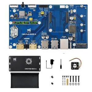 Fits Raspberry Pi Compute Module 5 IO Board with PoE Feature, M.2 NVMe SSD Support, GPIO Header,Ethernet, USB, HDMI &Metal Case, Power Supply,Cooling Fan Fits Raspberry Pi Compute Module 5 IO Board with PoE Feature, M.2 NVMe SSD Support, GPIO Header,Ethernet, USB, HDMI &Metal Case, Power Supply,Cooling Fan