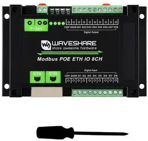 PoE Ethernet Modbus IO Module 8DI 8DO, Modbus TCP/RTU, Dual LAN Ports Cascade, IEEE 802.3af PoE + DC 7-36V, 500mA Sink Outputs, DIN Rail Mount, Isolation Protection PoE Ethernet Modbus IO Module 8DI 8DO, Modbus TCP/RTU, Dual LAN Ports Cascade, IEEE 802.3af PoE + DC 7-36V, 500mA Sink Outputs, DIN Rail Mount, Isolation Protection
