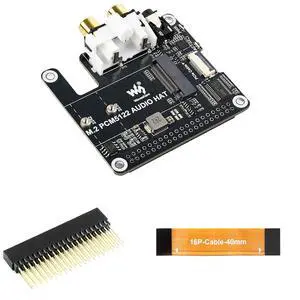 M.2 NVMe + PCM5122 I2S Audio HAT for Raspberry Pi 5/Series, PCIe to M.2 M-Key 2230/2242 SSD Adapter, 3.5mm Headphone Jack + RCA, 32-bit/384kHz DAC, EEPROM Auto Load, LEDs M.2 NVMe + PCM5122 I2S Audio HAT for Raspberry Pi 5/Series, PCIe to M.2 M-Key 2230/2242 SSD Adapter, 3.5mm Headphone Jack + RCA, 32-bit/384kHz DAC, EEPROM Auto Load, LEDs