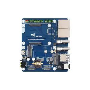 Dual Ethernet Base Board for Raspberry Pi CM5 Dual 4K & Dual MIPI Display, M.2 B-Key 4G/5G Module Support (Module Sold Separately), Dual USB 3.2 Gen1, NVMe Slot, PoE Ready, 40PIN GPIO Dual Ethernet Base Board for Raspberry Pi CM5 Dual 4K & Dual MIPI Display, M.2 B-Key 4G/5G Module Support (Module Sold Separately), Dual USB 3.2 Gen1, NVMe Slot, PoE Ready, 40PIN GPIO