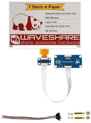 7.5 Inch e-Paper Display HAT for Raspberry Pi, 800x480 Red/Yellow/Black/White E-Ink Screen, SPI Interface, Ultra Low Power, Compatible with Arduino STM32 Jetson Nano for Shelf Labels & Tags 7.5 Inch e-Paper Display HAT for Raspberry Pi, 800x480 Red/Yellow/Black/White E-Ink Screen, SPI Interface, Ultra Low Power, Compatible with Arduino STM32 Jetson Nano for Shelf Labels & Tags