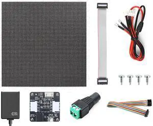 RGB LED Matrix Panel for Raspberry Pi for Arduino Full Color 64x64 LED Panel 192x192 mm 3mm Pitch 4096 LEDs with Power Adapter Board and GaN Power Supply 27W RGB LED Matrix Panel for Raspberry Pi for Arduino Full Color 64x64 LED Panel 192x192 mm 3mm Pitch 4096 LEDs with Power Adapter Board and GaN Power Supply 27W