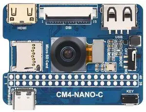 Nano Base Board C Version for Raspberry Pi Compute Module 4 Lite/eMMC (CM4 not Include), with 8MP 160°FOV Camera, Same Size As The CM4 Nano Base Board C Version for Raspberry Pi Compute Module 4 Lite/eMMC (CM4 not Include), with 8MP 160°FOV Camera, Same Size As The CM4
