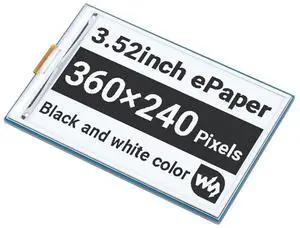 3.52inch e-Paper HAT for Raspberry Pi/STM32/Ardui, 360 × 240, SPI Interface, Wide Viewing Angle 3.52inch e-Paper HAT for Raspberry Pi/STM32/Ardui, 360 × 240, SPI Interface, Wide Viewing Angle